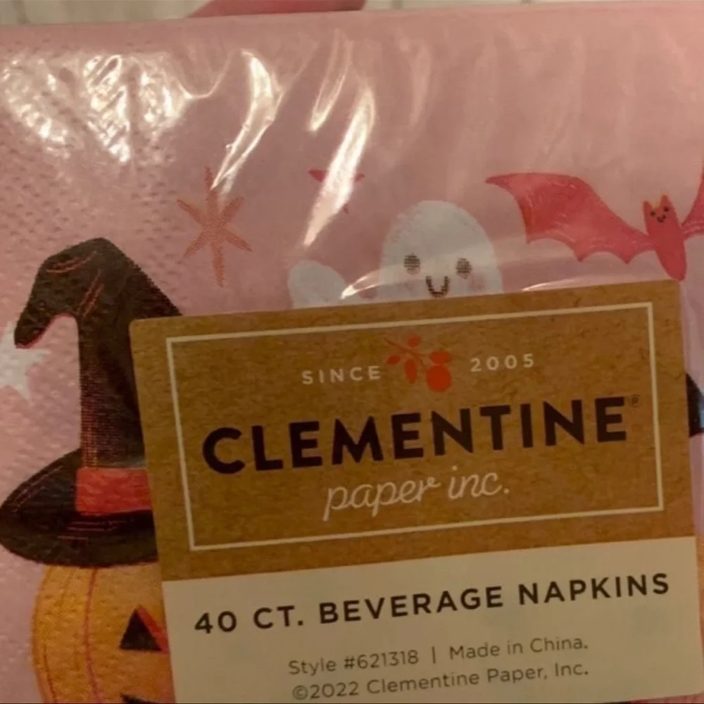 Halloween Party Plates Pink Dessert (16) Napkins (40)